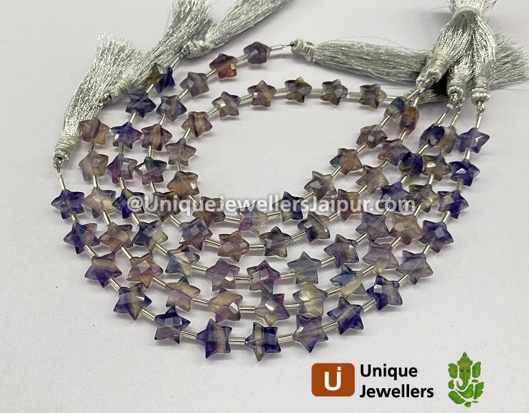 Fluorite Faceted Star Beads